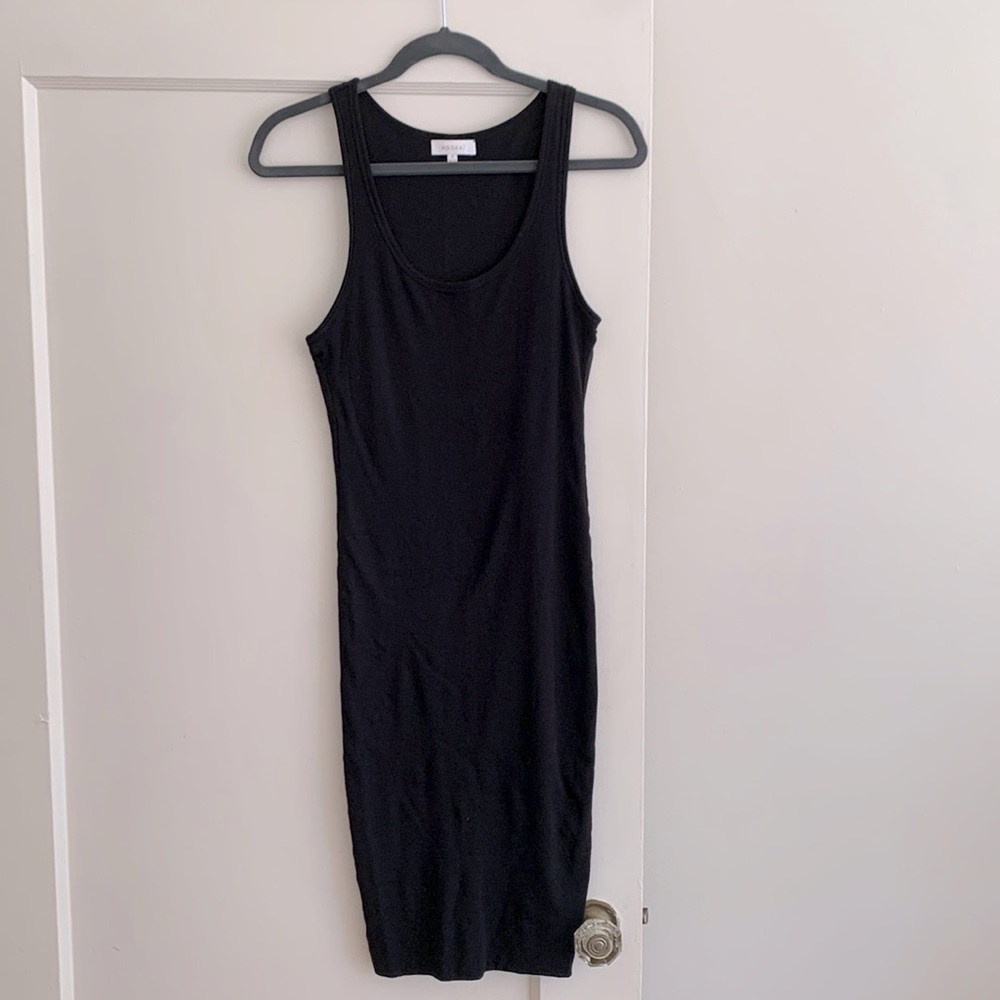 Kookai Australia black knit ribbed racerback tank dress